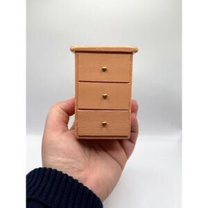Handmade 1:6 Scale Miniature Wooden Nightstand 3 Drawer Dollhouse Table